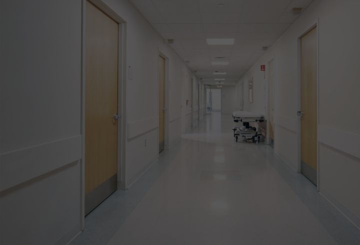 Hospital bed in hallway