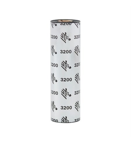 Zebra 03200BK11005 3200 Premium Wax/Resin Ribbon, Black (Sample)