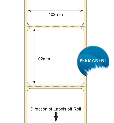 TB00615210 - White 102 x 102mm Top Coated DT Paper Label, Permanent Adhesive