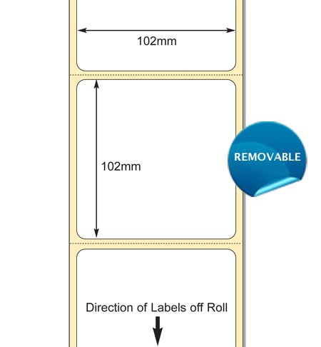 TB00614907 - White 102 x 102mm DT standard Paper Label Removable adhesive
