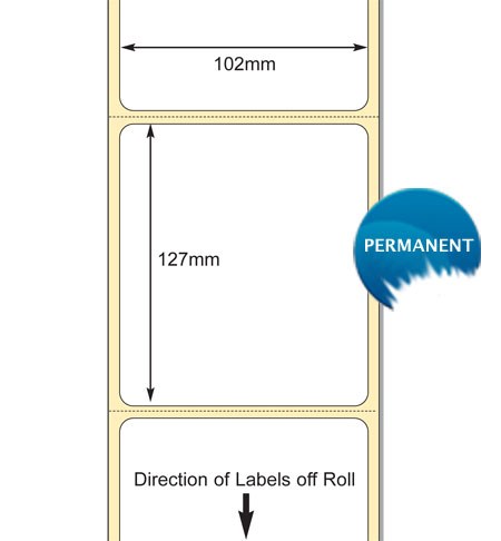 TB00615242 - White 102mm x 127mm Semi Gloss TT Paper Label, Permanent Adhesive