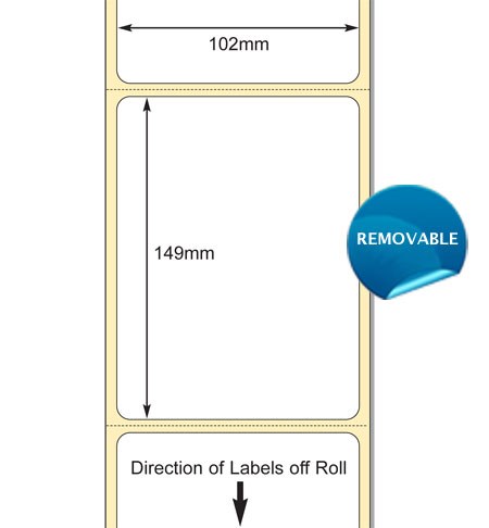 TB00615250 - White 102mm x 149mm Semi Gloss TT Paper Label, Removable Adhesive