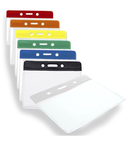 Vinyl badge holders with colour top, Clear, 100 Per Pack