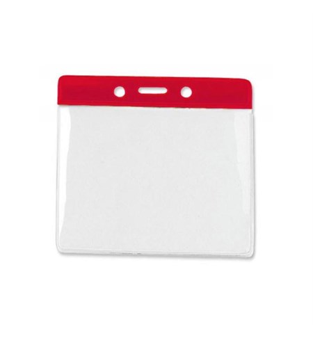 Event vinyl badge holders with colour top, Red, 100 Per Pack