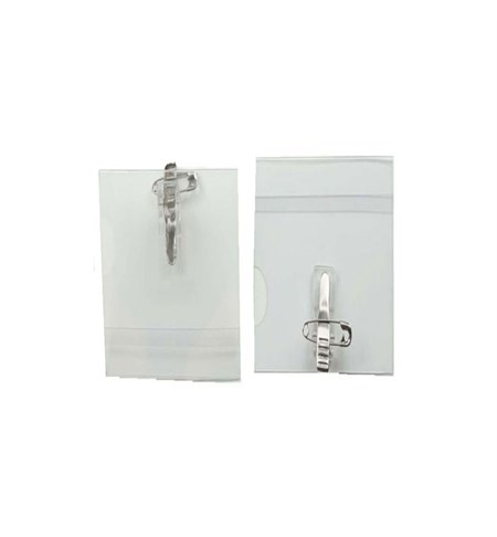 Badge holders with clip, Clear, 100 Per Pack