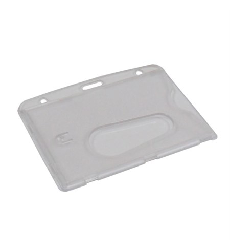 Single rigid badge holders, Thumb notch access card dispensers, Frosted, 100 Per Pack