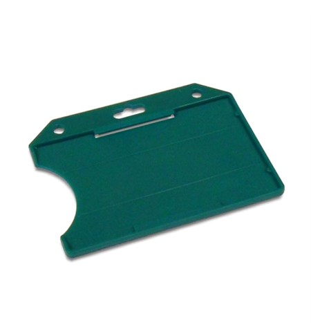 Single rigid badge holders, Open face card holders, Green, 100 Per Pack