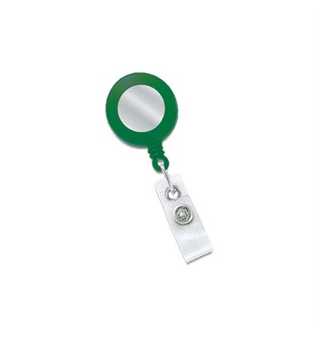 Badge reel with reinforced vinyl strap, Green, 100 Per Pack