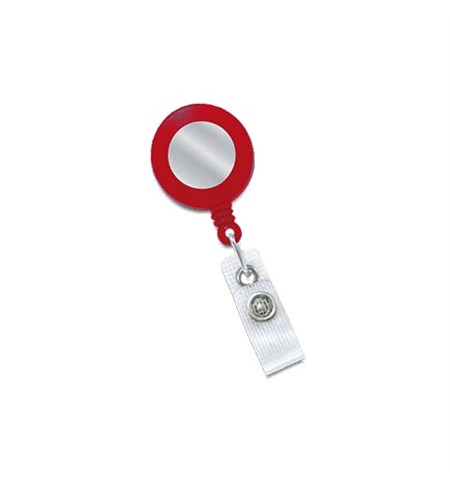 Badge reel with reinforced vinyl strap, Red 100 Per Pack