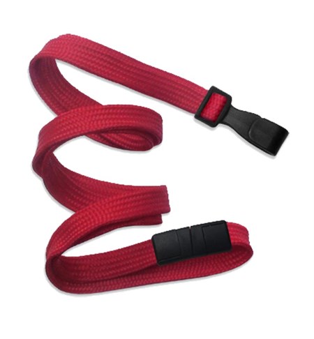 2137-4747 - Classic flat lanyards, Braided polyester breakaway, Red, Wide Plastic No-Twist Hook, 100 per pack