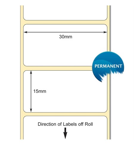 TB00632362 - White 30 x 15mm DT Standard Permanent Industrial Blank Label