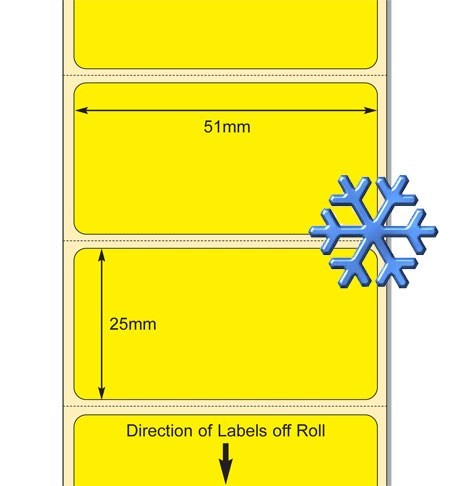 TB00617437 - Pantone Yellow 51mm x 25mm Top Coated TT Paper Freezer Labels, Freezer Adhesive