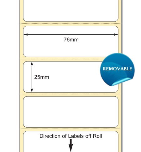 TB00614927 - 76 x 25mm TT Paper Label Removable adhesive