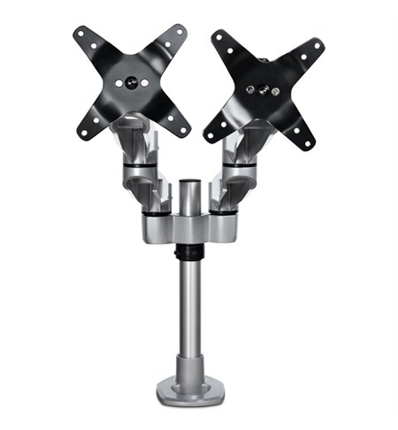 Desk Mount Dual Monitor Arm - Premium Articulating Monitor Arm - up to 30” VESA Mount Displays - Height Adjustable Monitor Mount - Rotate/Tilt/Swivel - Clamp/Grommet - Silver