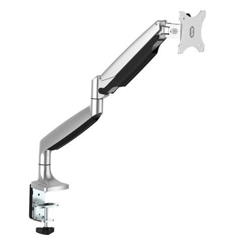 Desk Mount Monitor Arm - Heavy Duty Ergonomic VESA Monitor Arm - Single 9kg Display - Full Motion, Height Adjustable, Articulating - Aluminum - C-Clamp/Grommet - Silver