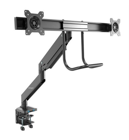 Desk Mount Dual Monitor Arm with USB & Audio - Slim Full Motion Adjustable Dual Monitor VESA Mount for up to 32