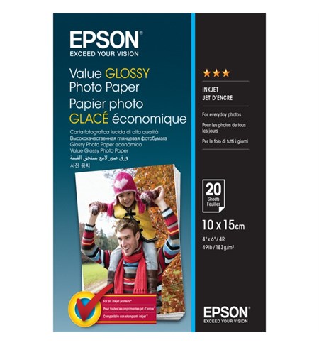 Epson Value Glossy Photo Paper - 10x15cm - 20 sheets
