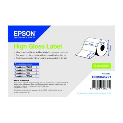 C33S045721 - 76mm x 127mm High Gloss Label