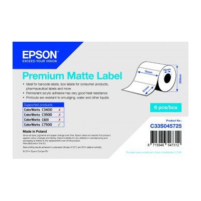C33S045725 - 76mm x 51mm Premium Matte Label