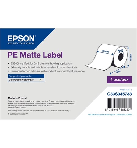 C33S045733 - Epson PE Matte Label, Continuous Roll 203mm x 55m
