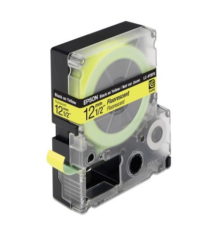 Epson Label Cartridge Fluorescent LC-4YBF9 Black / Yellow 12mm (9m)