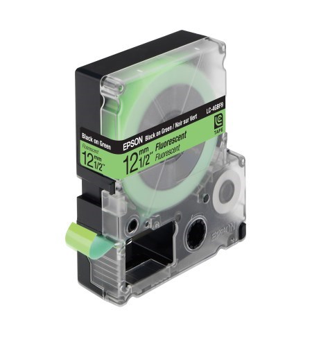 Epson Label Cartridge Fluorescent LC-4GBF9 Black / Green 12mm (9m)