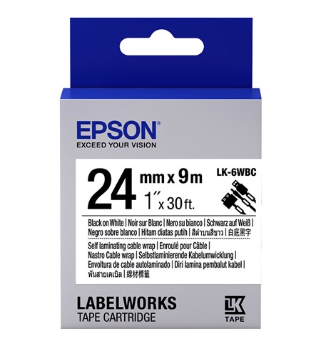 C53S656901 - Epson Label Cartridge Cable Wrap, Black/White (LK-6WBC)