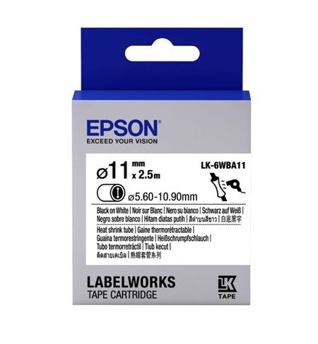 C53S656902 - Epson Heat Shrink Tube Label Cartridge Black/White (LK-6WBA11)