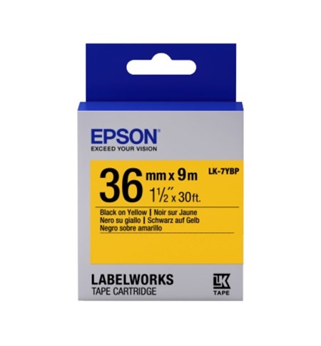 Epson Label Cartridge Pastel LK-7YBP Black / Yellow 36mm (9m)