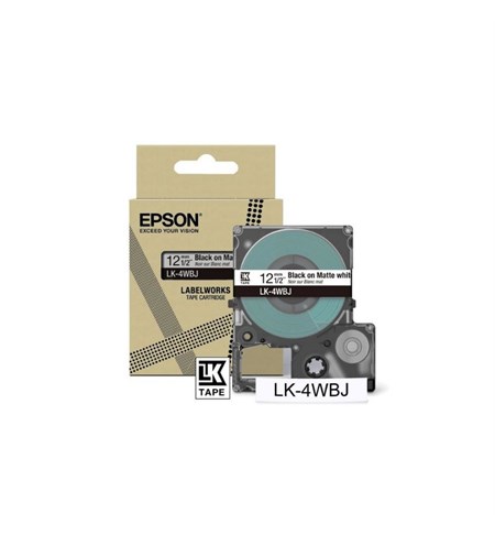 Epson Matte Tape, White/Black 12mm (8m)