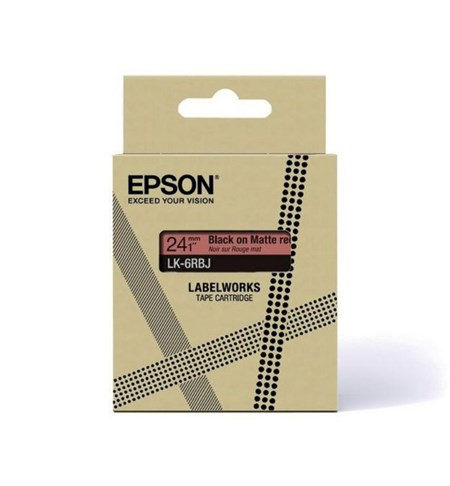 Epson Matte Tape, Red/Black 18mm (8m)