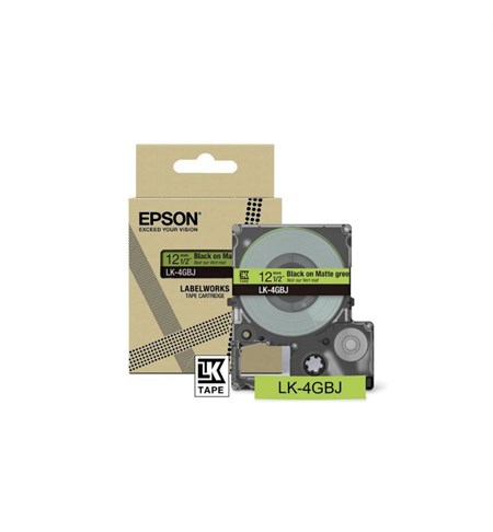 Epson Matte Tape, Green/Black 12mm (8m)