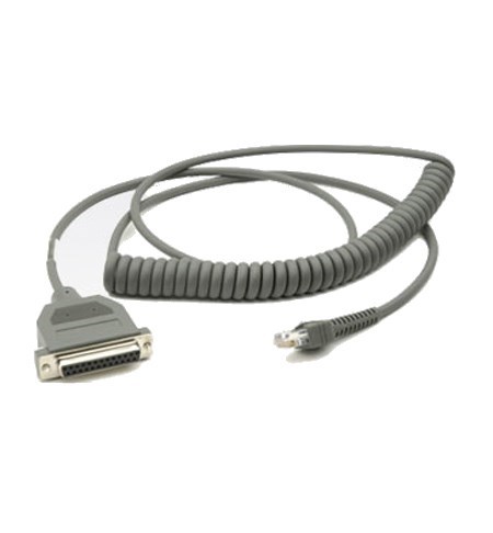CBA-R38-C09ZAR - Motorola 9ft Coiled RS232 Cable (DB25 Female, Power on Pin 12)