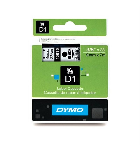 S0720670 - Dymo Tape (Black on Transparent, 9mm)