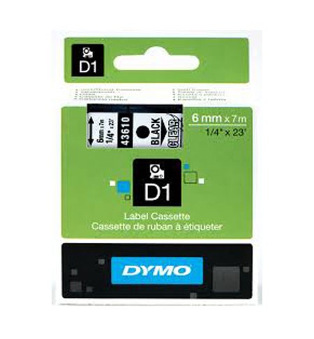 S0720770 - Dymo Tape (Black on Transparent, 6mm)