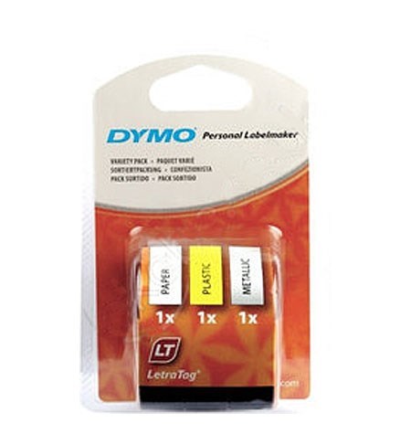S0721790 - 12mm x 4m Dymo LetraTag Metallic Tape (Assorted 3 Pack)