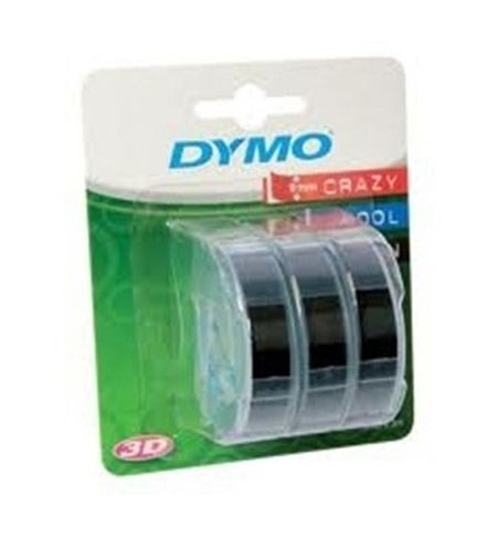 S0847730 - 9mm x 3m Dymo 3D Label Tapes (Black, Blister)