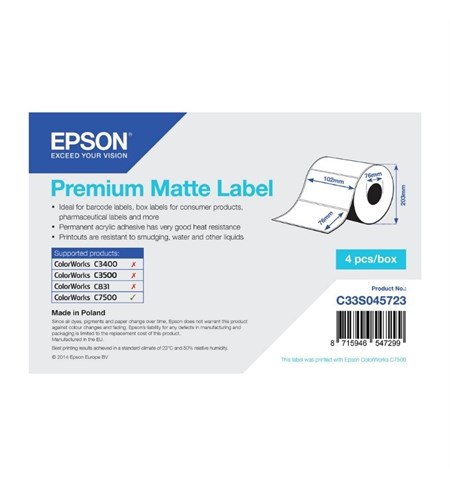 C33S045723 - 102mm x 76mm Premium Matte Labels