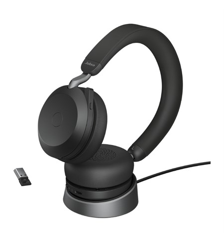 Evolve2 75 Stereo Headset with Stand - USB-A, Unified Communications Certified, Black