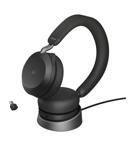 Evolve2 75 Stereo Headset with Stand - USB-C, Microsoft Teams Certified, Black