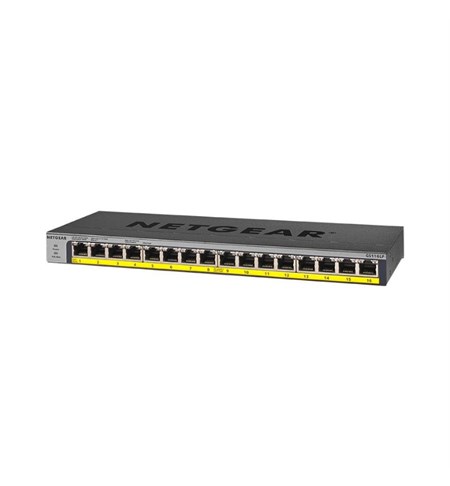 Netgear PoE/PoE+ Gigabit Unmanaged Switch - 16-Port, 16xPoE+, 76W (GS116LP)