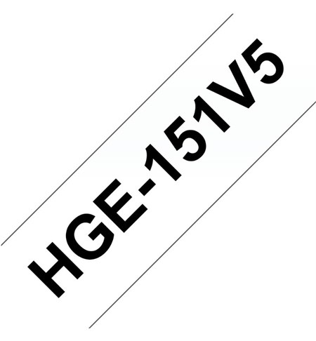 HGE-151V5 Brother Labelling Tape Cassette - Black on Clear, 24mm x 8m