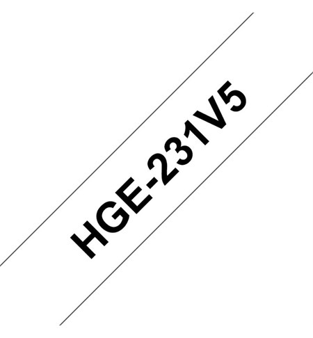 HGE-231V5 Brother Labelling Tape Cassette - Black on White, 12mm x 8m