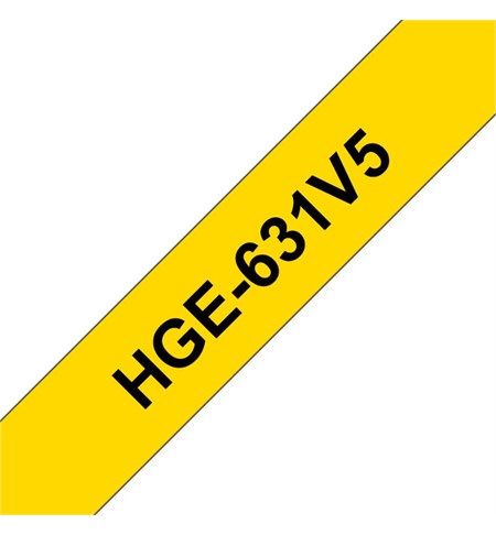 HGE-631V5 Brother Labelling Tape Cassette - Black on Yellow, 12mm x 8m