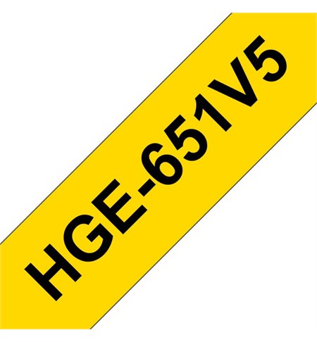 HGE-651V5 Brother Labelling Tape Cassette - Black on Yellow, 24mm x8m