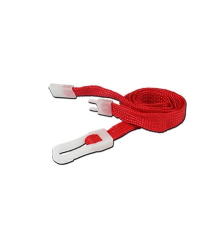 IDLANB/A Red - 8mm Break-Away Lanyard With Plastic Hook - Red, 100 Per Pack
