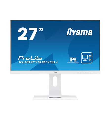 Iiyama ProLite XUB2792HSU-W1 27” IPS Monitor w/ Height Adjustable Stand (White)