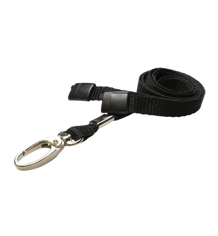 Recycled Plain Black Lanyards with Metal Lobster Clip, Pack of 100 - L-B-BKL