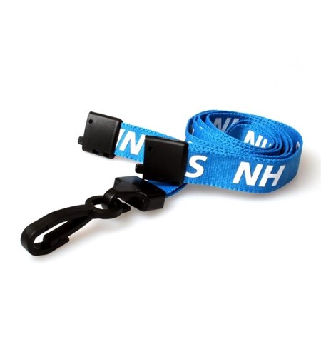 NHS Staff Lanyards with Breakaway and Plastic J Clip, Pack of 100 - L-B-NHS15P
