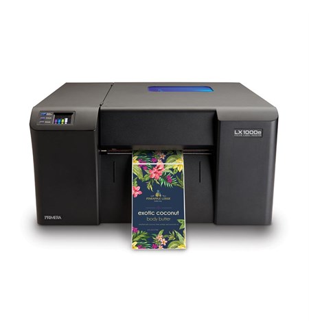 LX1000e colour label printer with RW-7 Rewinder